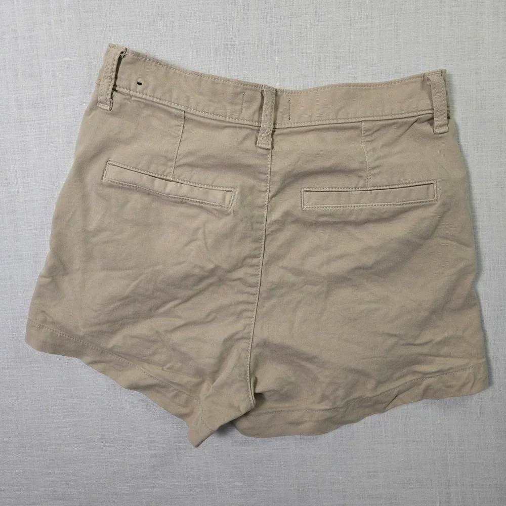 Abercrombie & Fitch Mini Shorts Womens Sz 00 Khaki Chino Stretch Cotton Tan 2017